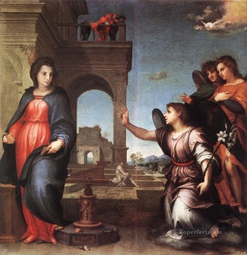 アンドレア・デル・サルト Painting - 「受胎告知」ルネサンスのマニエリスム アンドレア・デル・サルト